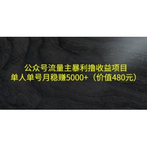 公眾號流量主暴利擼收益項目，單人單號月穩(wěn)賺5000 （價值480元）