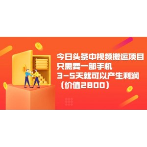 今日頭條中視頻搬運(yùn)項(xiàng)目，只需要一部手機(jī)3-5天就可以產(chǎn)生利潤（價值2800）