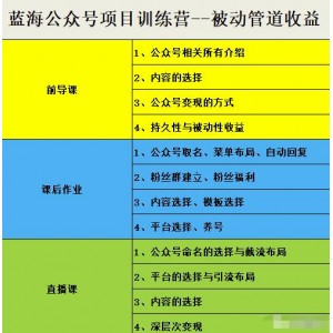 米辣微課·藍海公眾號項目訓練營，手把手教你實操運營公眾號和小程序變現(xiàn)