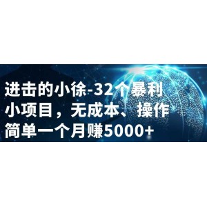 進(jìn)擊的小徐-32個(gè)暴利小項(xiàng)目，無(wú)成本、操作簡(jiǎn)單一個(gè)月賺5000