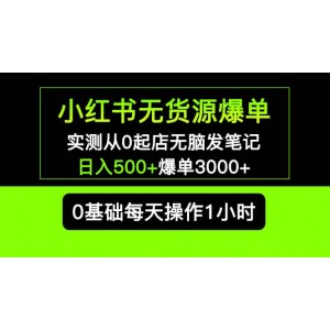 小紅書無貨源爆單 實(shí)測(cè)從0起店無腦發(fā)筆記爆單3000 長(zhǎng)期項(xiàng)目可多店