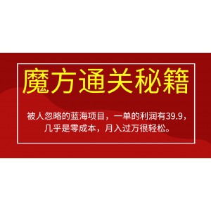 被人忽略的藍海項目，魔方通關(guān)秘籍一單利潤有39.9，幾乎是零成本