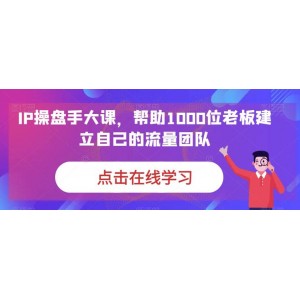 IP-操盤手大課，幫助1000位老板建立自己的流量團(tuán)隊(duì)（13節(jié)課）