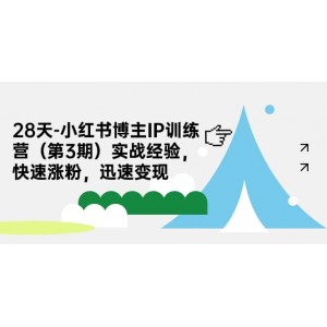 28天-小紅書博主IP訓(xùn)練營（第3期）實(shí)戰(zhàn)經(jīng)驗(yàn)，快速漲粉，迅速變現(xiàn)