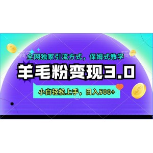 羊毛粉變現(xiàn)新篇章3.0：全網(wǎng)獨家引流秘籍，新手也能快速掌握，日賺500+不是夢！