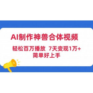 AI合成神獸合體視頻，百萬播放觸手可及，七日變現(xiàn)萬元不是夢，操作簡便易上手（附贈工具與素材）