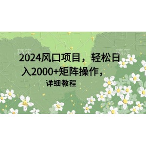 2024熱門(mén)賺錢(qián)項(xiàng)目揭秘，日賺2000+的矩陣式操作法，詳細(xì)步驟大公開(kāi)