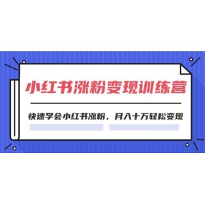 2024小紅書漲粉變現(xiàn)訓(xùn)練營，快速學(xué)會小紅書漲粉，月入十萬輕松變現(xiàn)(40節(jié))